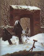 Caspar David Friedrich Cemetery in the Snow (mk10) oil painting artist